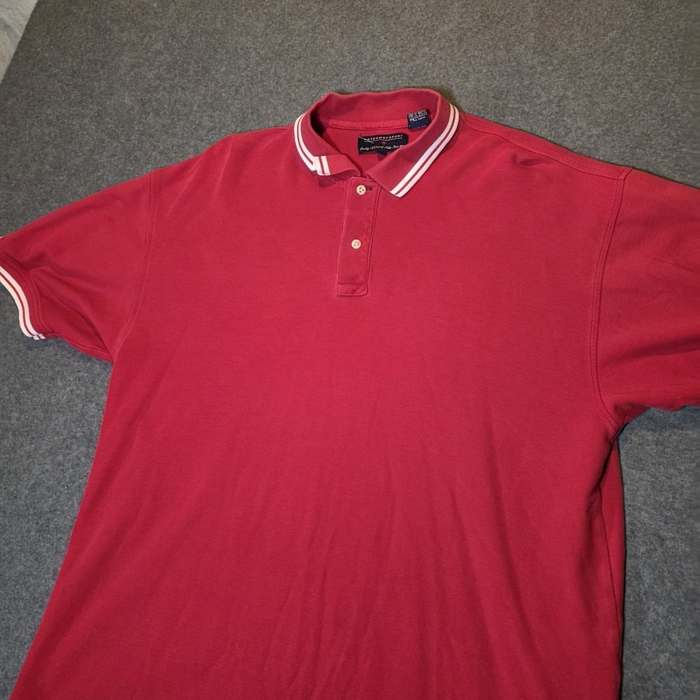 Hathaway Sport Red White XL Men's Polo Shirt Short Sleeve Collared 106